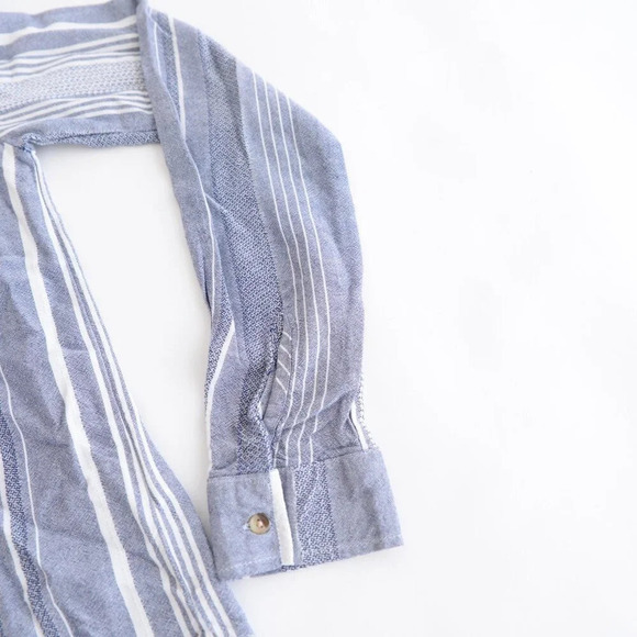 Anthropologie Maeve Blue And White Stripe Button Down Blouse Shirt XS - Picture 5 of 11